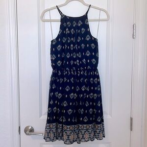NWT Francesca’s Navy Blue Halter Cinch Waist Mini Dress Size Small